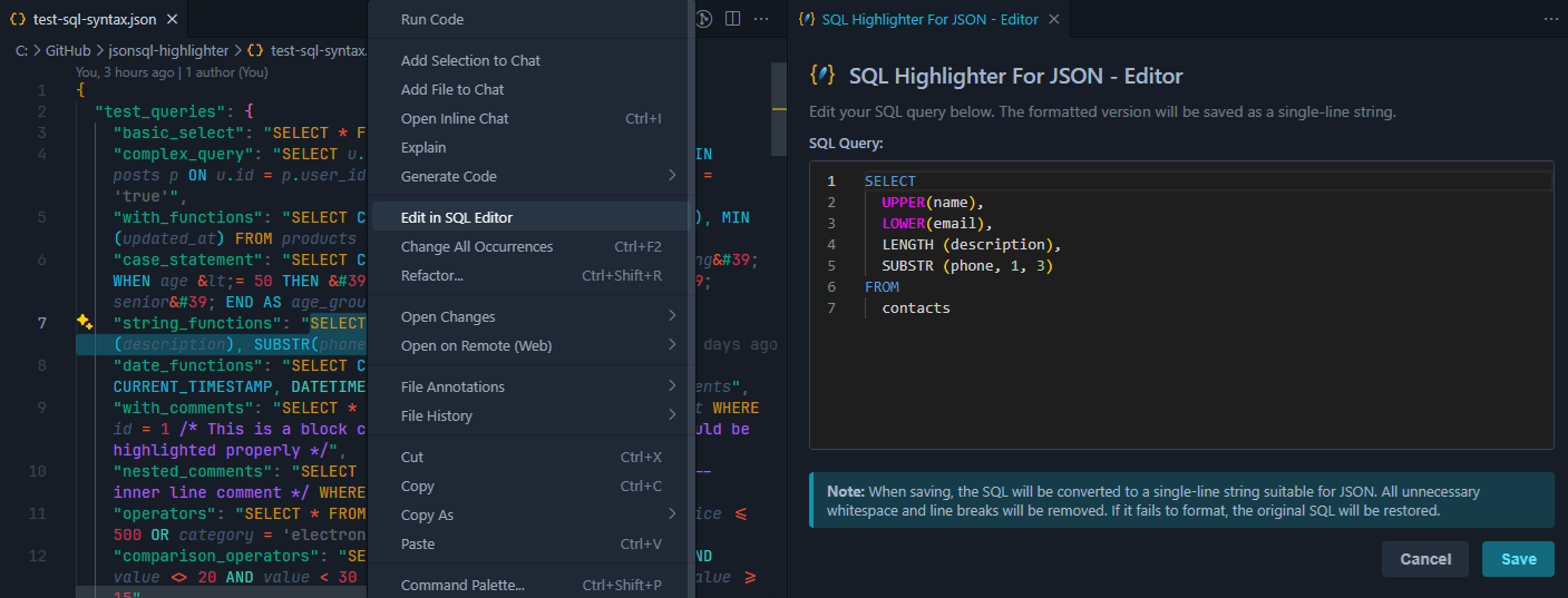 SQL Editor Feature with CodeLens